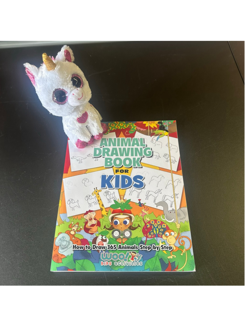 Ty Beanie Boos Unicorn Plush + Animal Drawing Book Kids Creative Gift Bundle